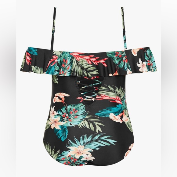 City Chic 16 Ingrid ruffle 1 piece swimsuit - Picture 4 of 6